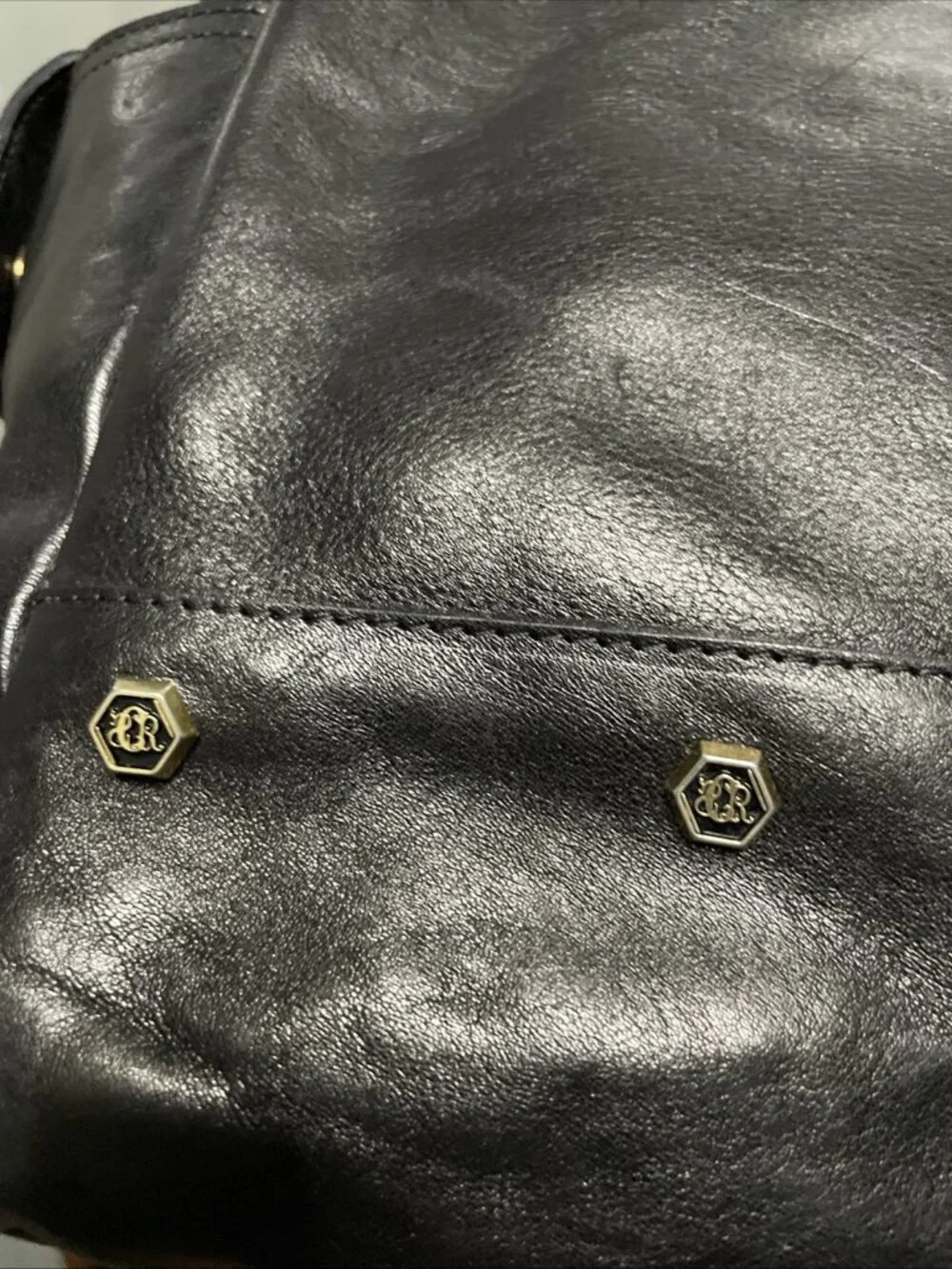 Sergio Cerruti Roma Vintage Large Black Leather Logo Shoulder Hobo Handbag Purse - Picture 9 of 14